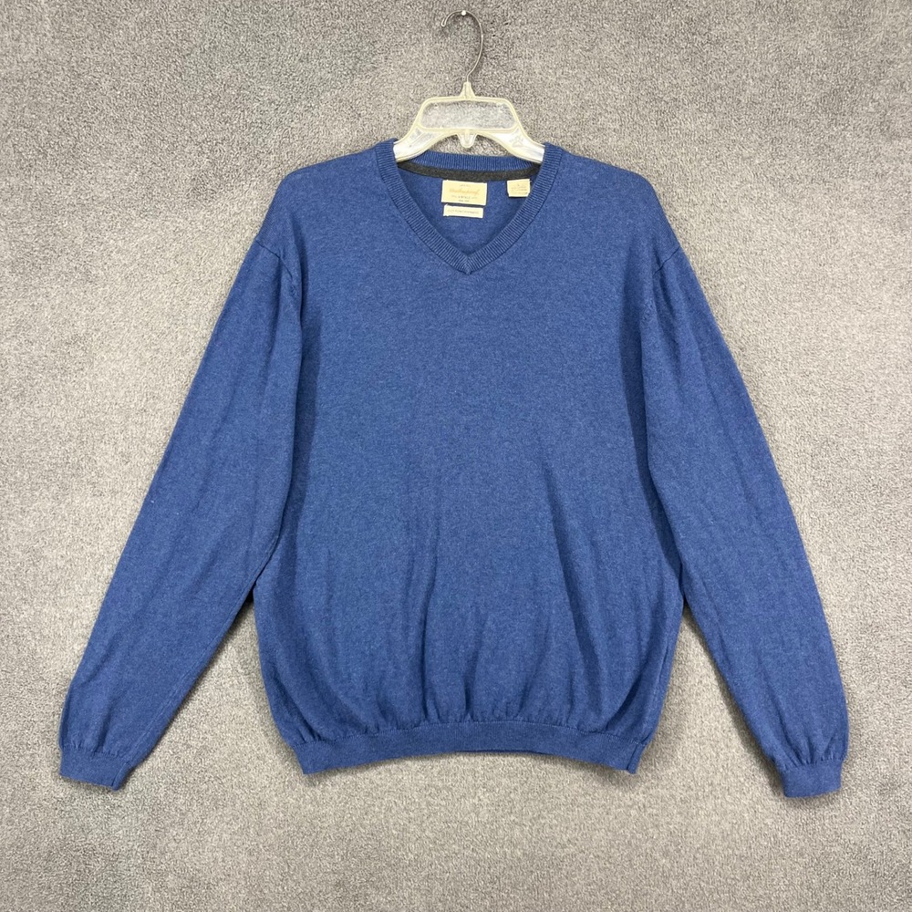 Weatherproof Men's Blue Cotton Cashmere V-Neck Sweater Size‎ Large